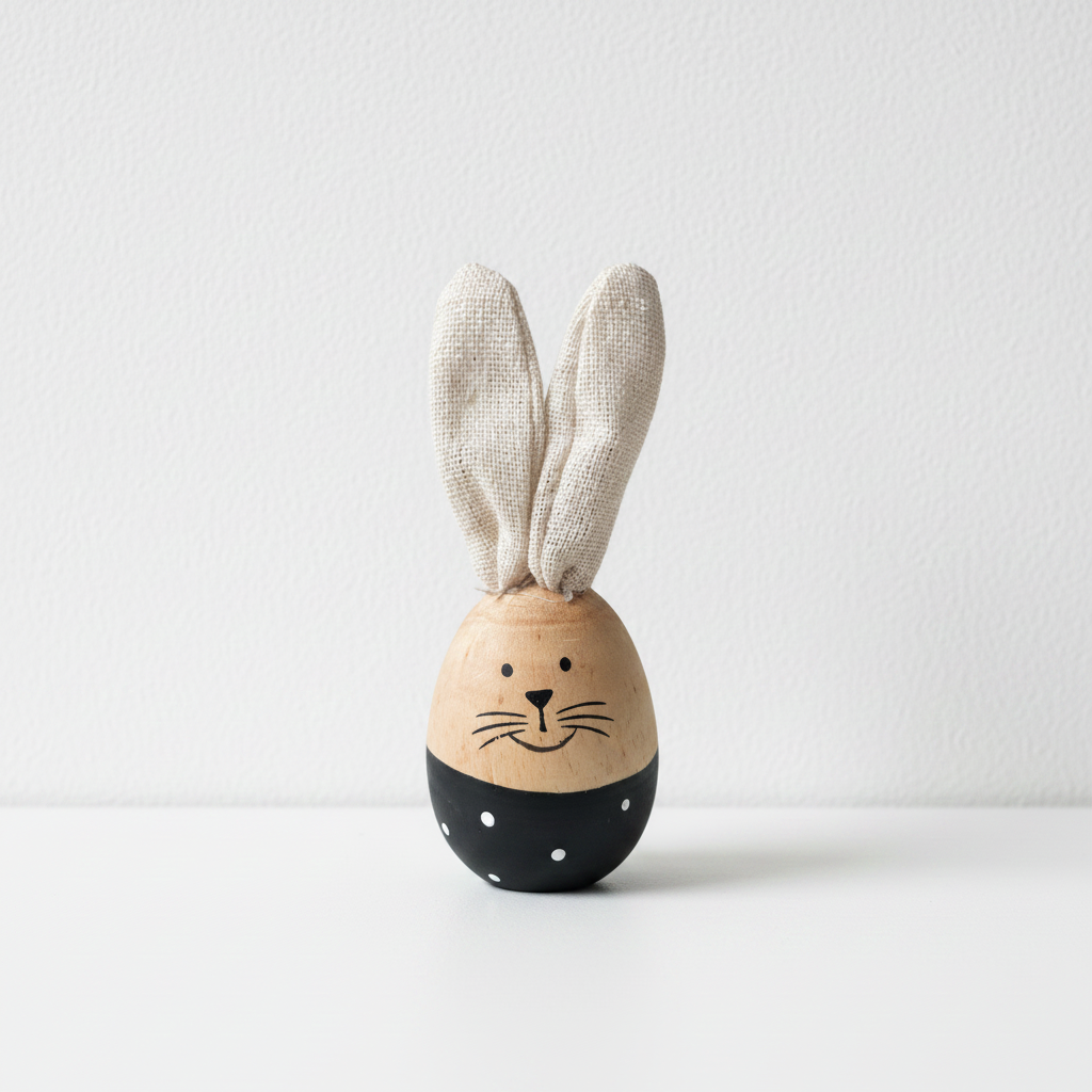 Dekorativní dřevěné vajíčko s drátkovými oušky - 12 cm